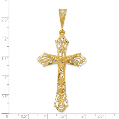 14K Satin Diamond-Cut Crucifix Pendant