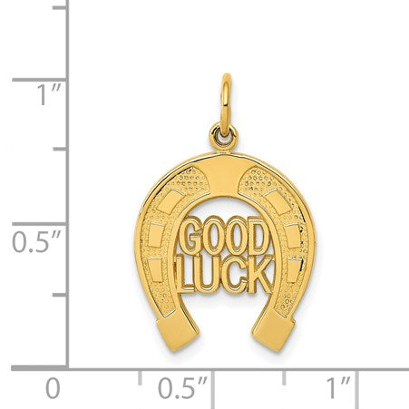 14k GOOD LUCK Horseshoe Charm