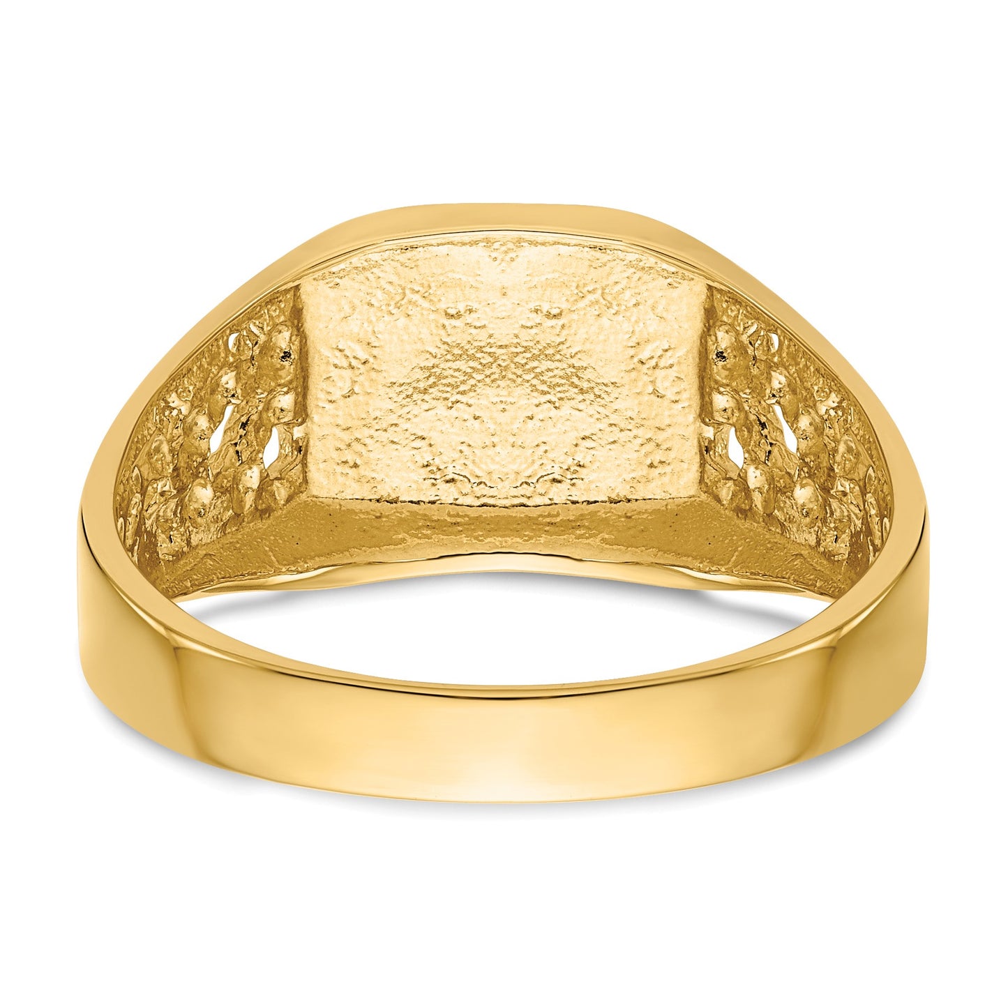 14k 10.5x9.0mm Octagon Open Back Mens Nugget Signet Ring