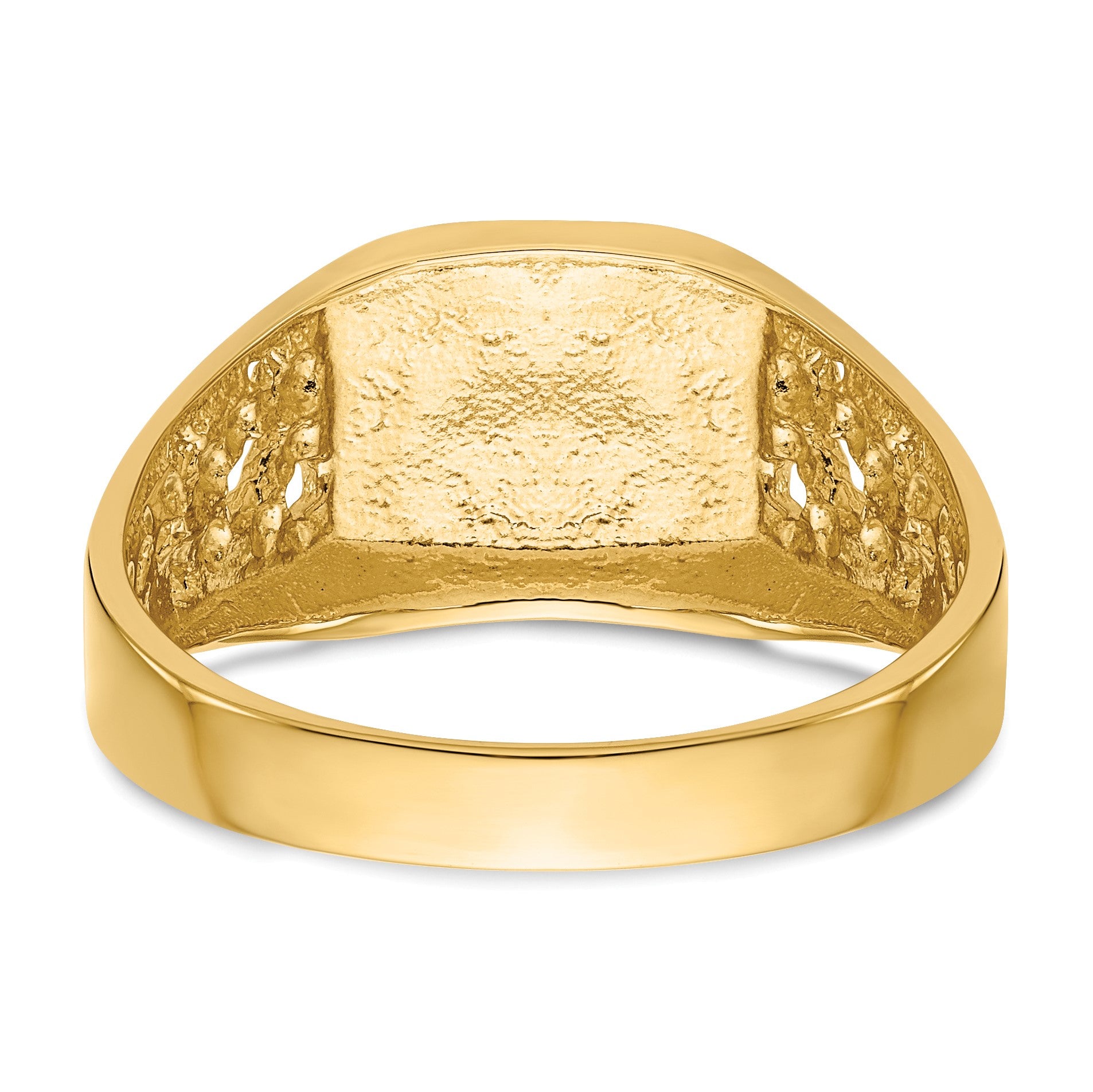 14k 10.5x9.0mm Octagon Open Back Mens Nugget Signet Ring