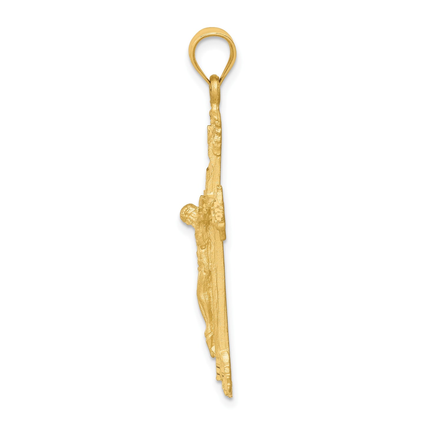 14k Satin Diamond-cut Crucifix Charm
