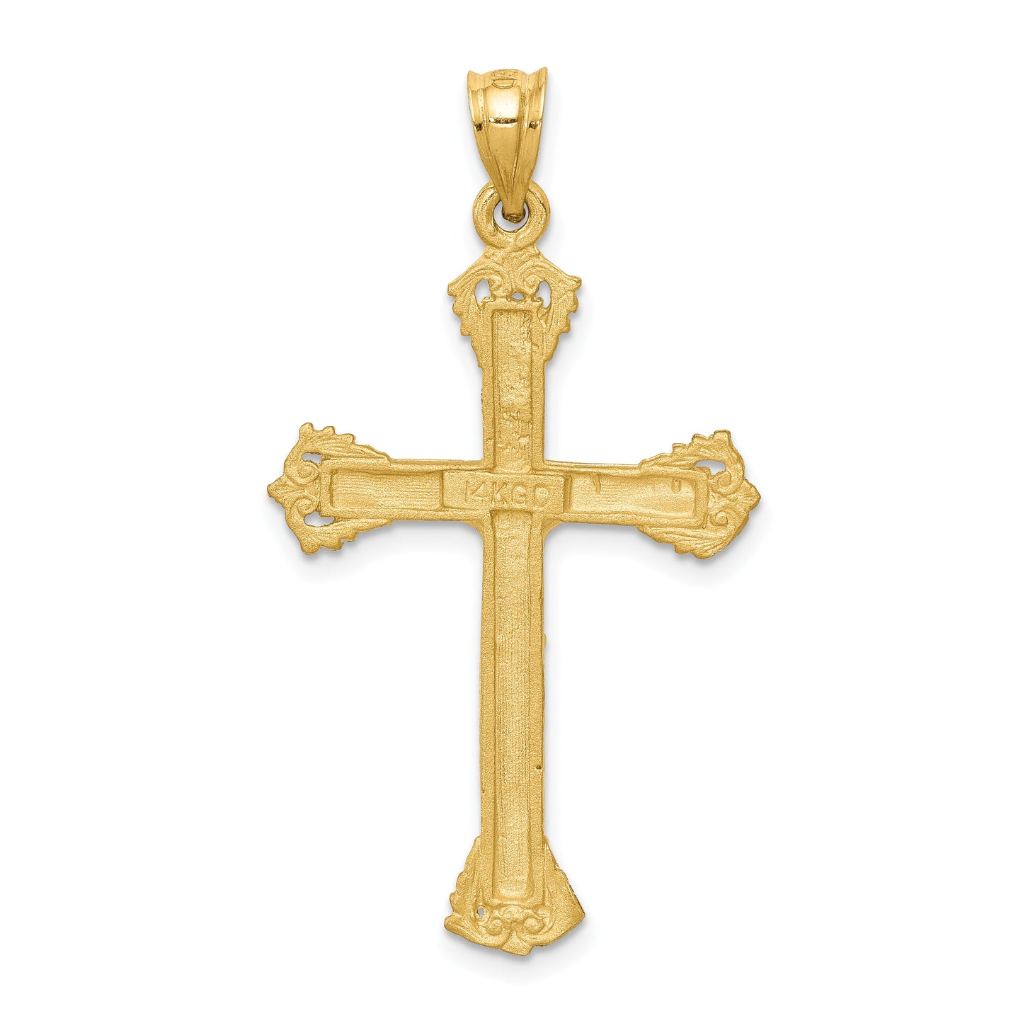 14k Satin Diamond-cut Crucifix Charm