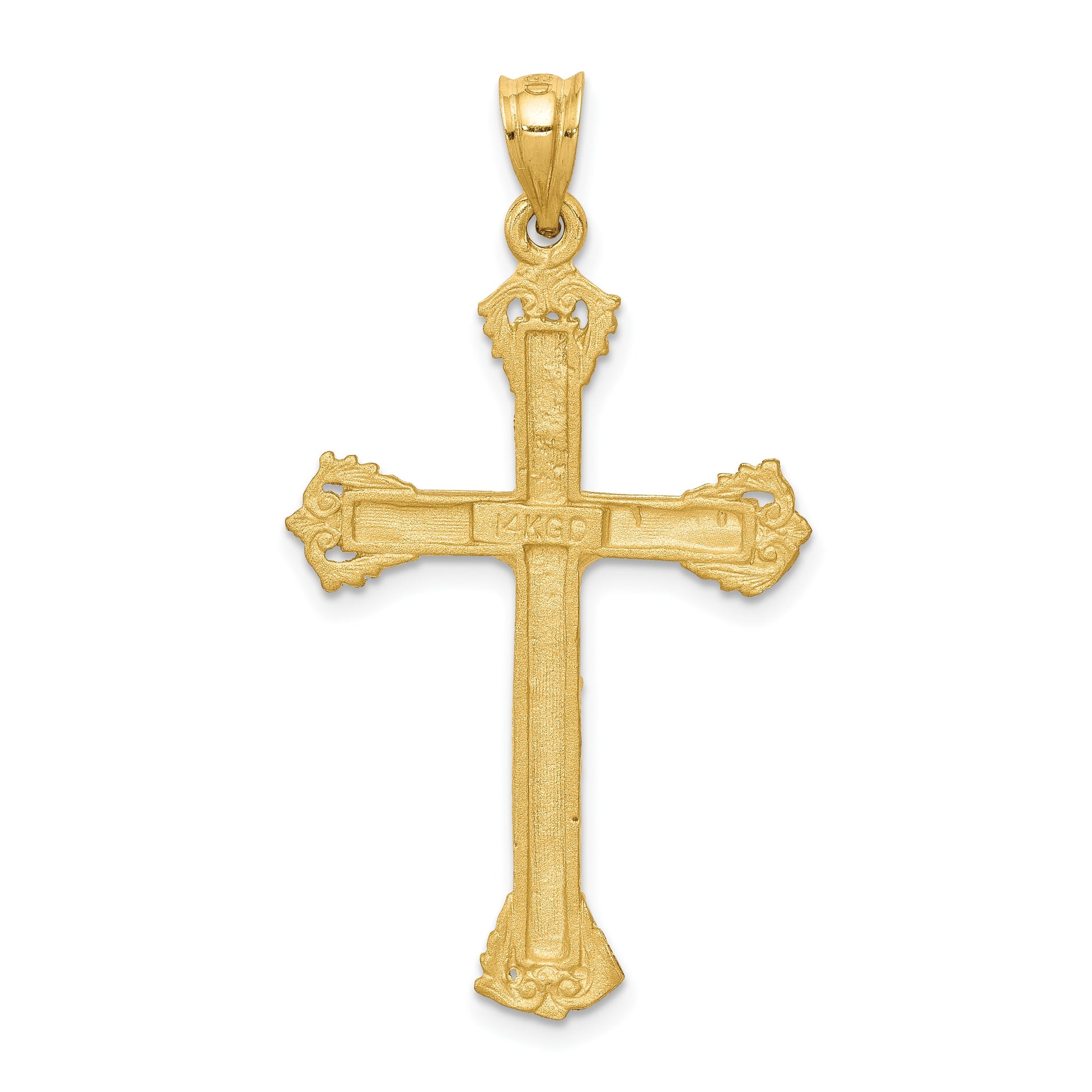 14k Satin Diamond-cut Crucifix Charm