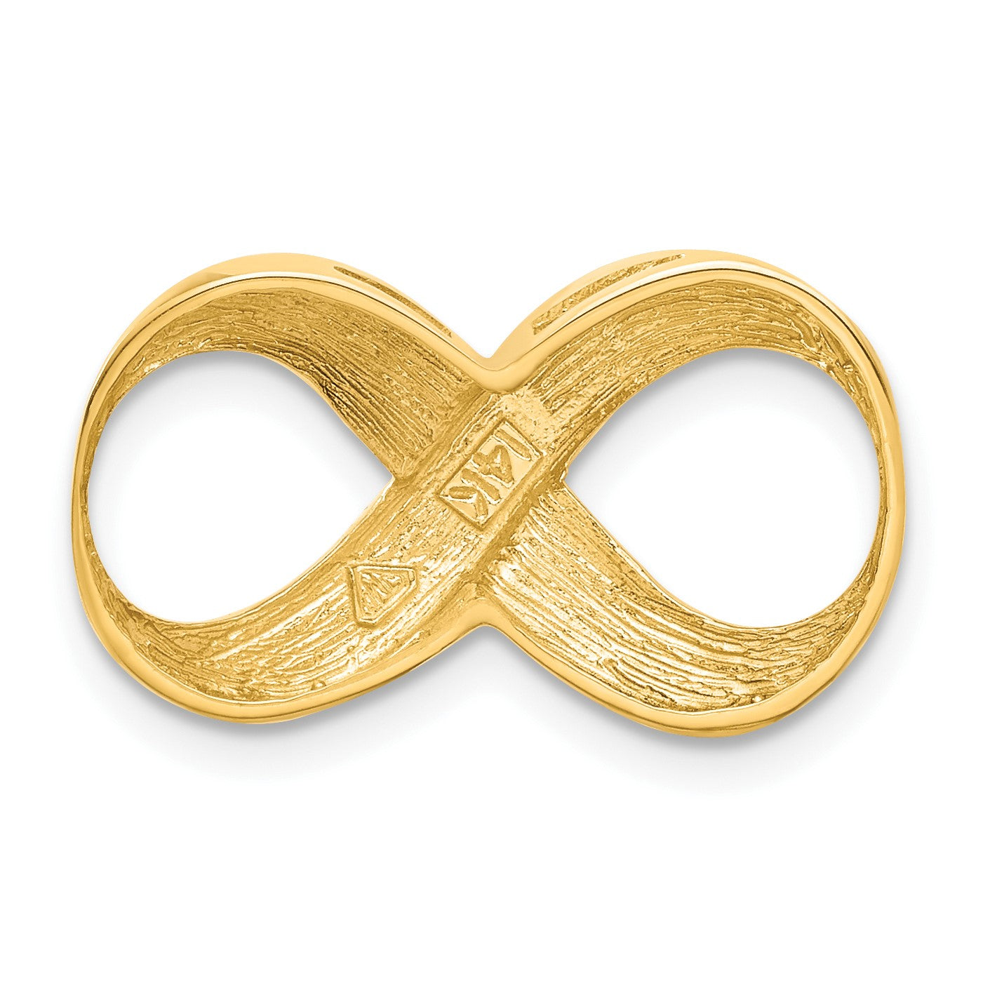 14k Polished and Textured Infinity Slide Fits up to 4mm Regular/5mm Fancy or Reversible Omega