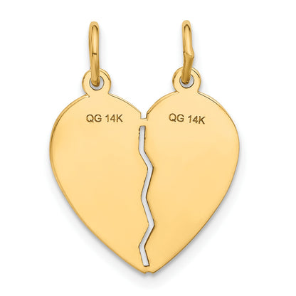 14k BEST SISTER 2-Piece Break-apart Heart Charm