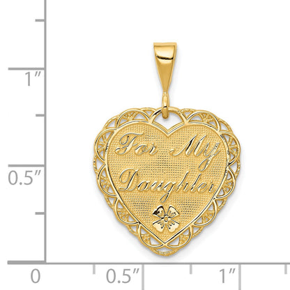 14k Reversible FOR MY DAUGHTER / YOU ARE MY PRIDE AND JOY Heart Charm