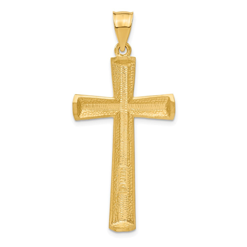 14K Satin and Diamond -Cut Cross Pendant