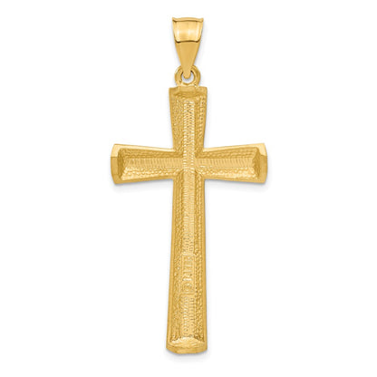 14K Satin and Diamond -Cut Cross Pendant