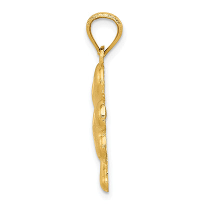 14k Satin Diamond-cut Shamrock Charm