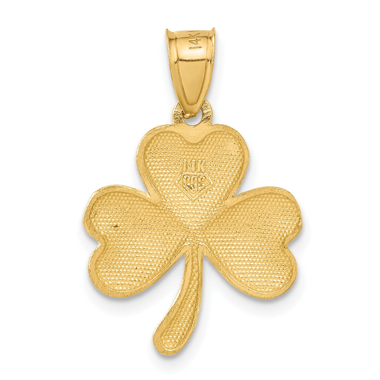 14k Satin Diamond-cut Shamrock Charm