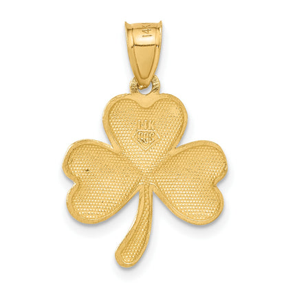14k Satin Diamond-cut Shamrock Charm