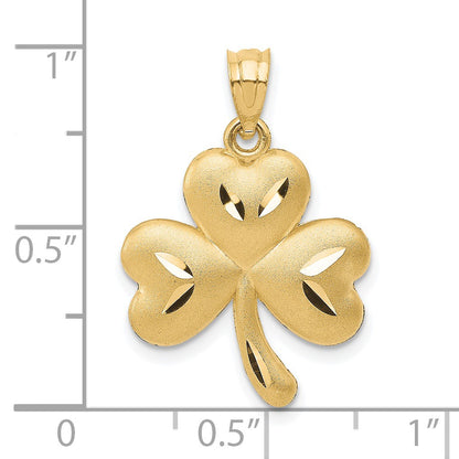 14k Satin Diamond-cut Shamrock Charm