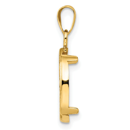Wideband Distinguished Coin Jewelry 14k Polished and Diamond-cut 14.0mm Prong Coin Bezel Pendant