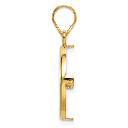 Wideband Distinguished Coin Jewelry 14k Polished and Diamond-cut 16.5mm Prong Coin Bezel Pendant