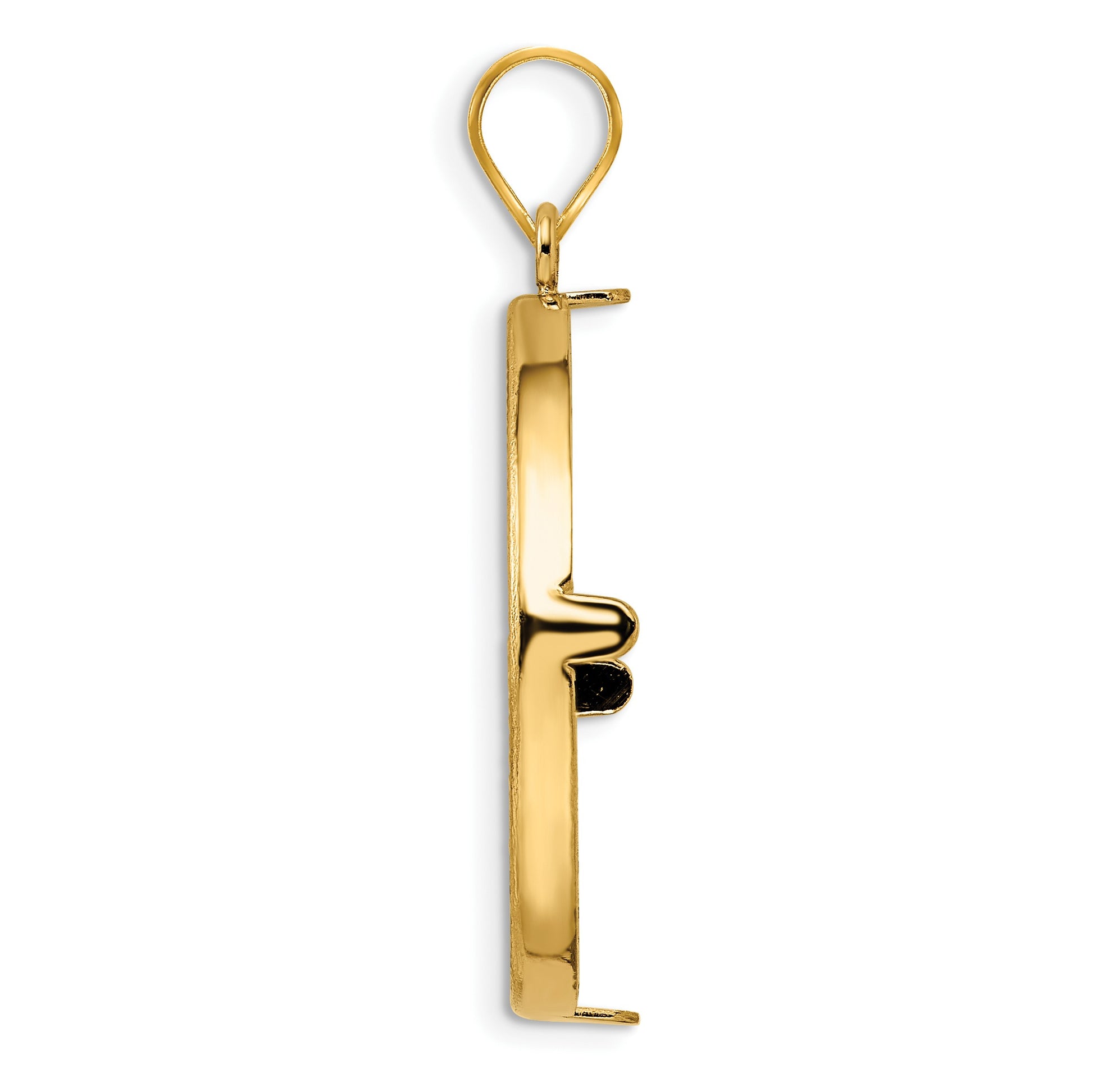 Wideband Distinguished Coin Jewelry 14k Polished and Diamond-cut 27.0mm Prong Coin Bezel Pendant