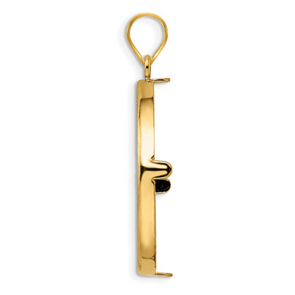 Wideband Distinguished Coin Jewelry 14k Polished and Diamond-cut 27.0mm Prong Coin Bezel Pendant
