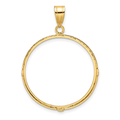 Wideband Distinguished Coin Jewelry 14k Polished and Diamond-cut 27.0mm Prong Coin Bezel Pendant