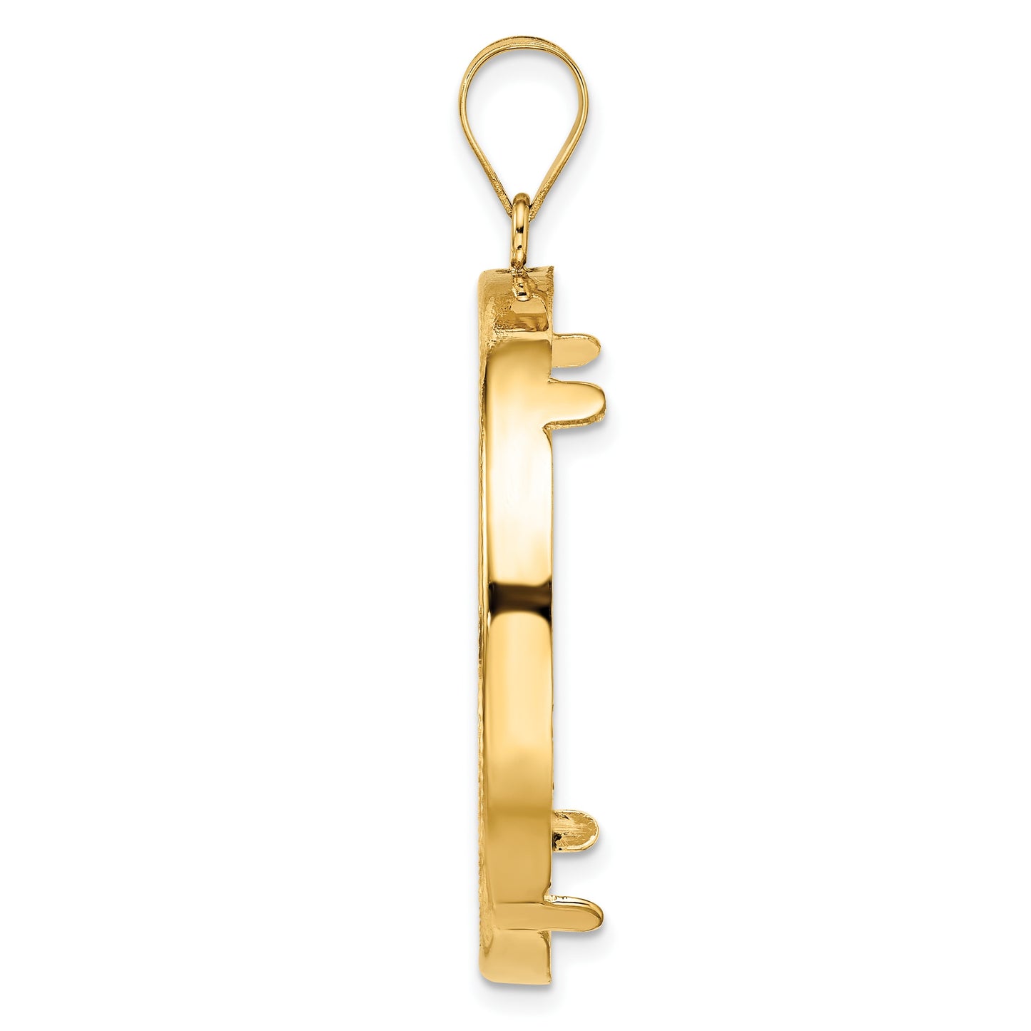 Wideband Distinguished Coin Jewelry 14k Polished and Diamond-cut 32.7mm Prong Coin Bezel Pendant