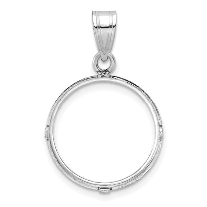 Wideband Distinguished Coin Jewelry 14k White Gold Polished and Diamond-cut 16.5mm Prong Coin Bezel Pendant