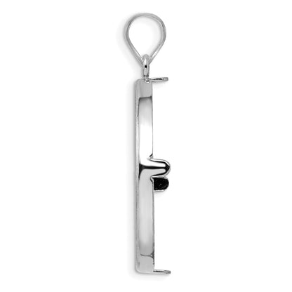 Wideband Distinguished Coin Jewelry 14k White Gold Polished and Diamond-cut 27.0mm Prong Coin Bezel Pendant