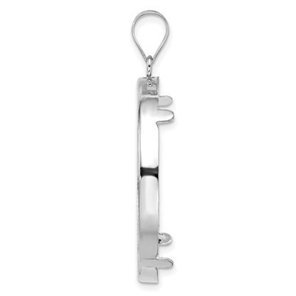 Wideband Distinguished Coin Jewelry 14k White Gold Polished and Diamond-cut 32.7mm Prong Coin Bezel Pendant