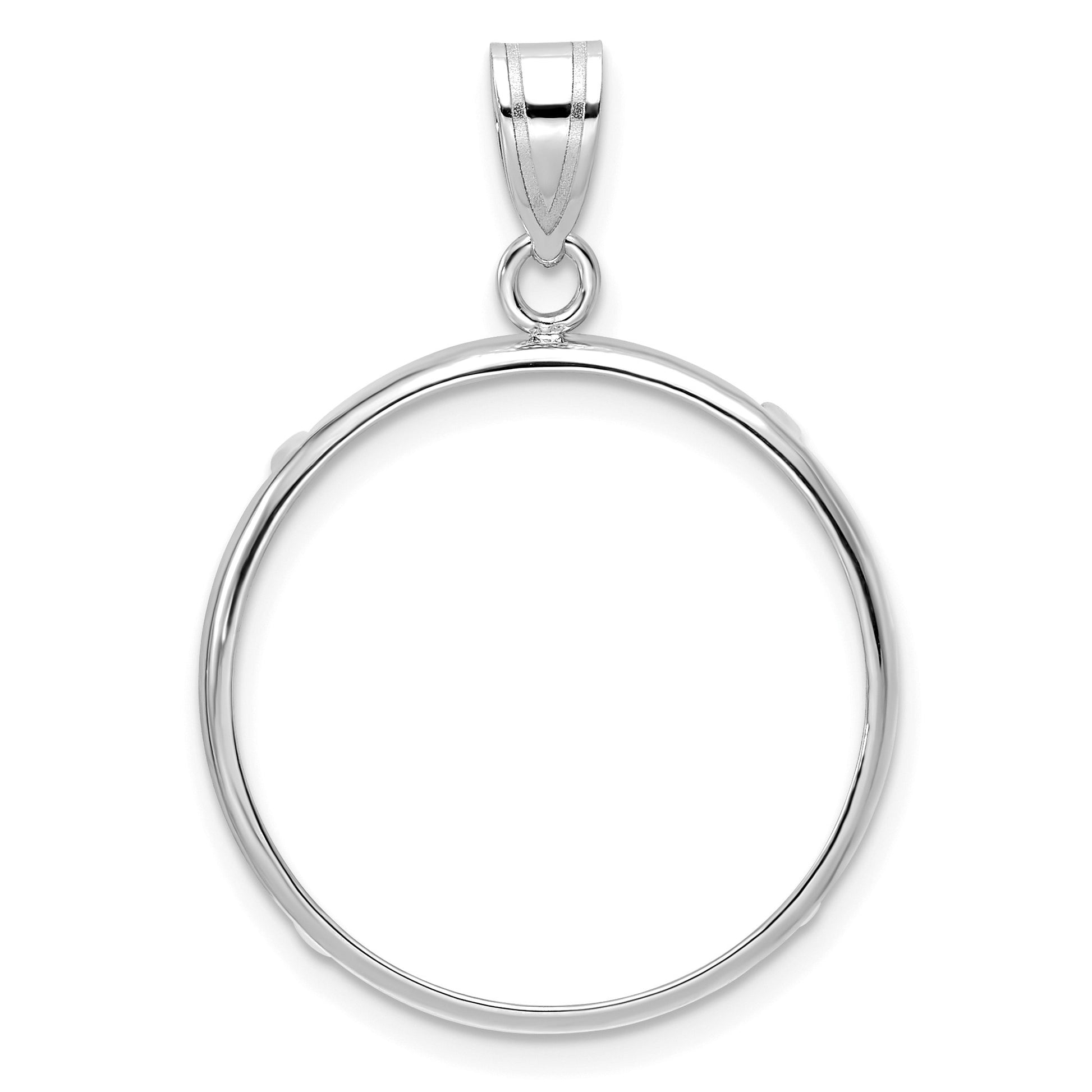 Wideband Distinguished Coin Jewelry 14k White Gold Polished 22.0mm Prong Coin Bezel Pendant