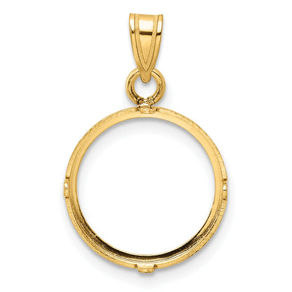 Wideband Distinguished Coin Jewelry 14k Polished 14.0mm Prong Coin Bezel Pendant
