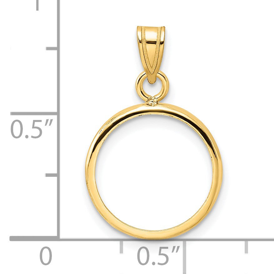 Wideband Distinguished Coin Jewelry 14k Polished 14.0mm Prong Coin Bezel Pendant