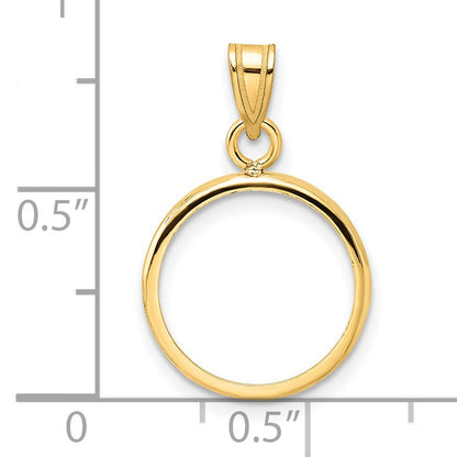 Wideband Distinguished Coin Jewelry 14k Polished 14.0mm Prong Coin Bezel Pendant