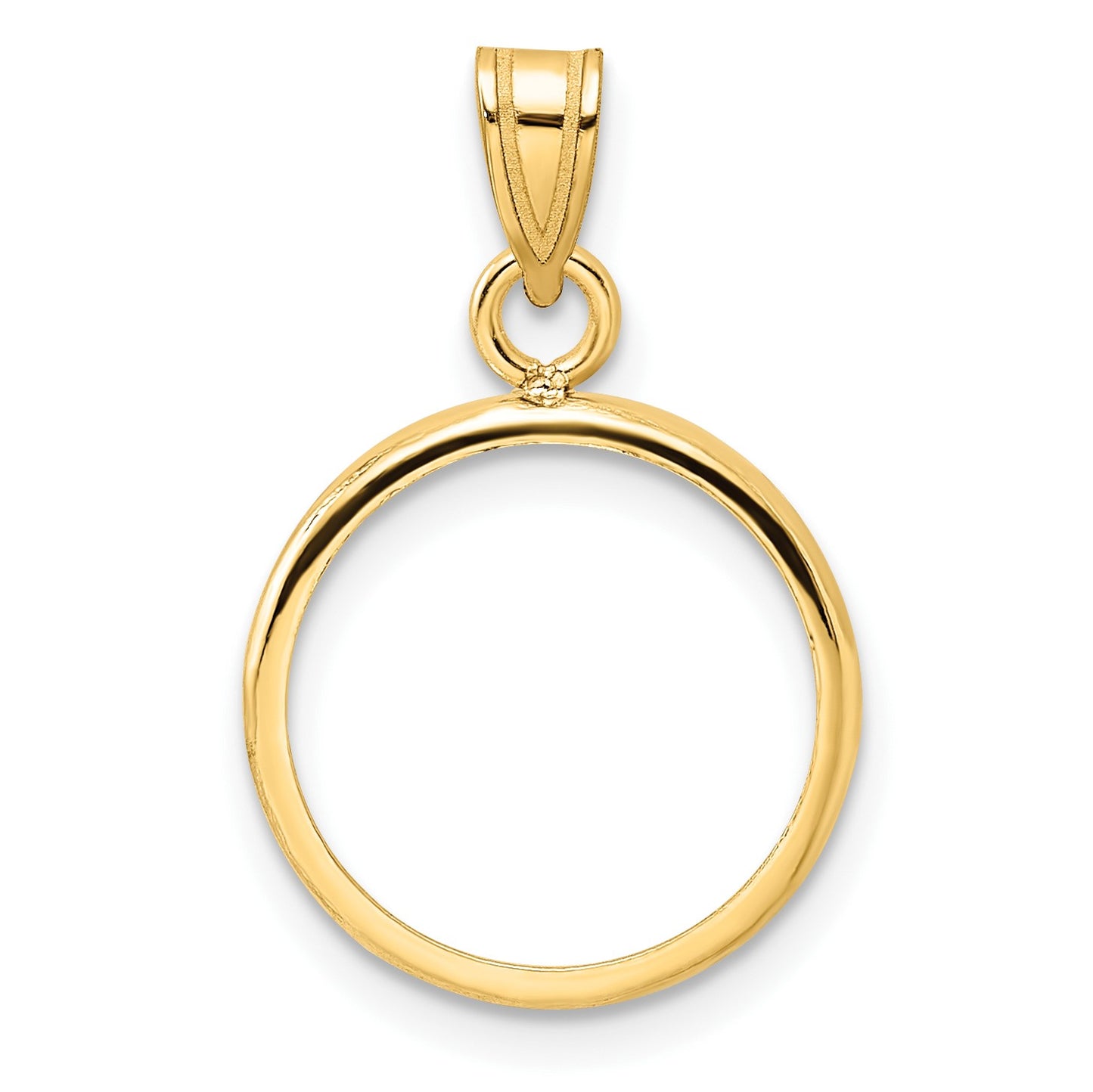 Wideband Distinguished Coin Jewelry 14k Polished 14.0mm Prong Coin Bezel Pendant
