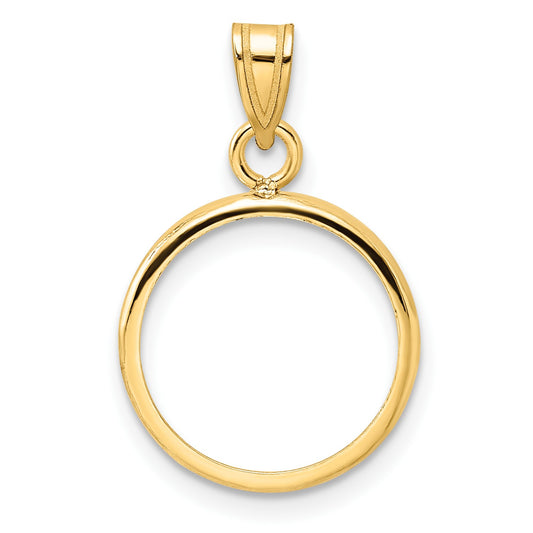 Wideband Distinguished Coin Jewelry 14k Polished 14.0mm Prong Coin Bezel Pendant