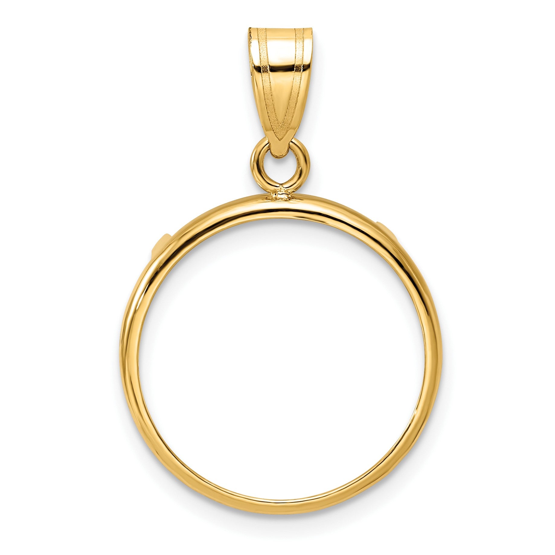 Wideband Distinguished Coin Jewelry 14k Polished 18.0mm Prong Coin Bezel Pendant