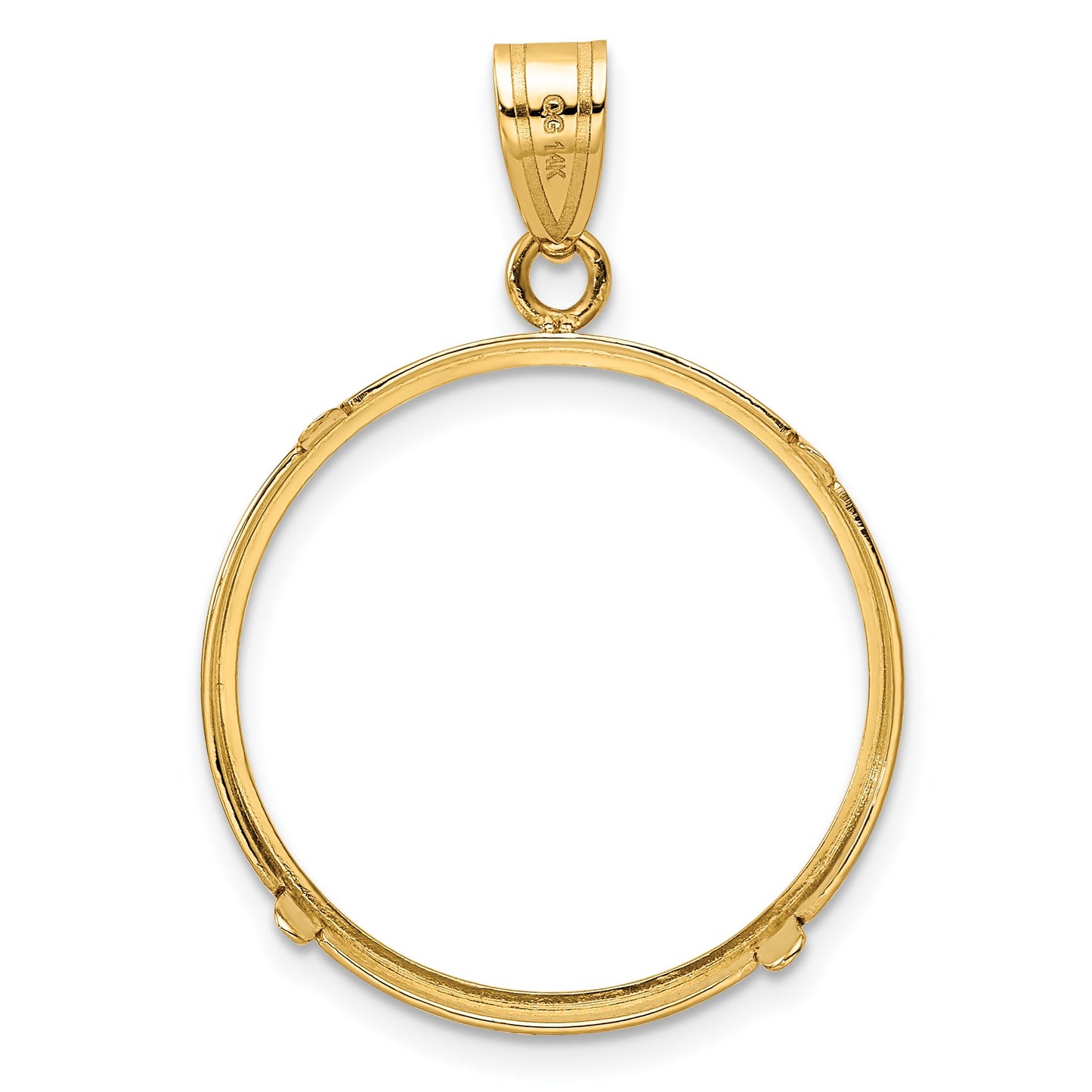Wideband Distinguished Coin Jewelry 14k Polished 22.0mm Prong Coin Bezel Pendant