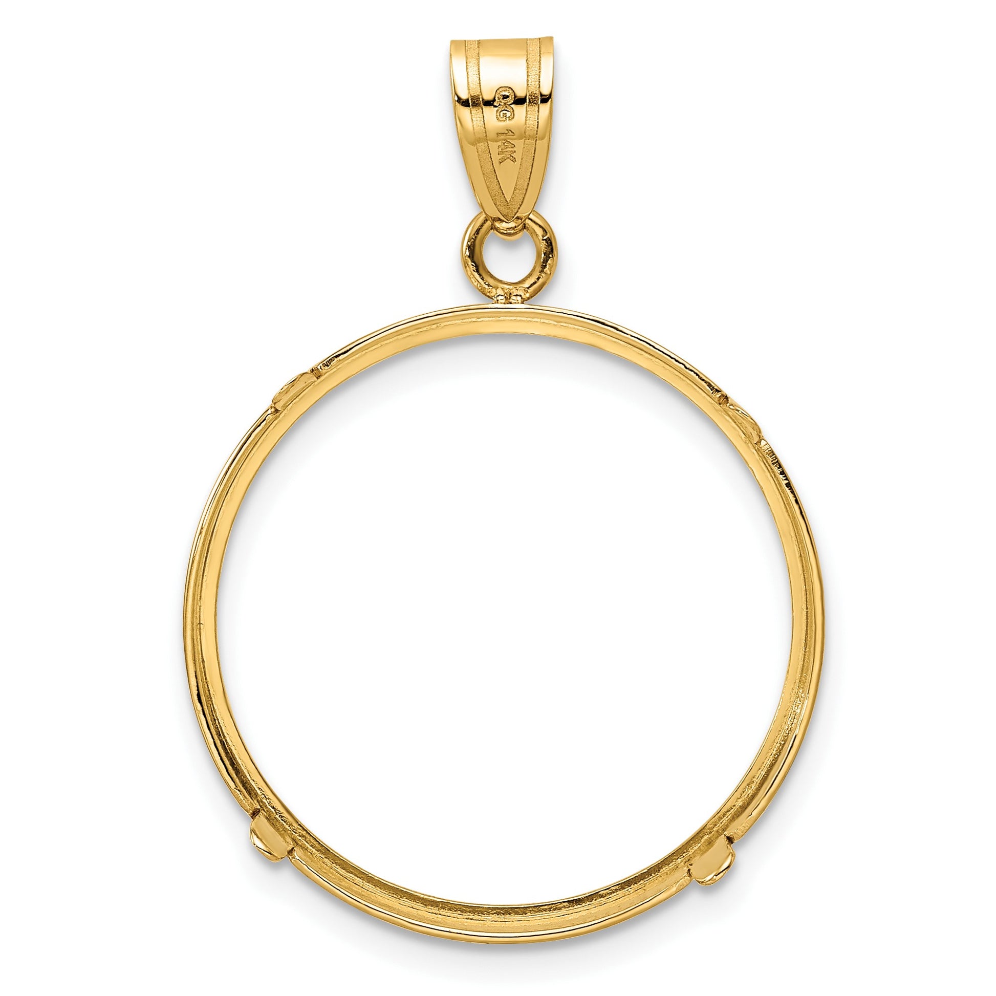 Wideband Distinguished Coin Jewelry 14k Polished 22.0mm Prong Coin Bezel Pendant