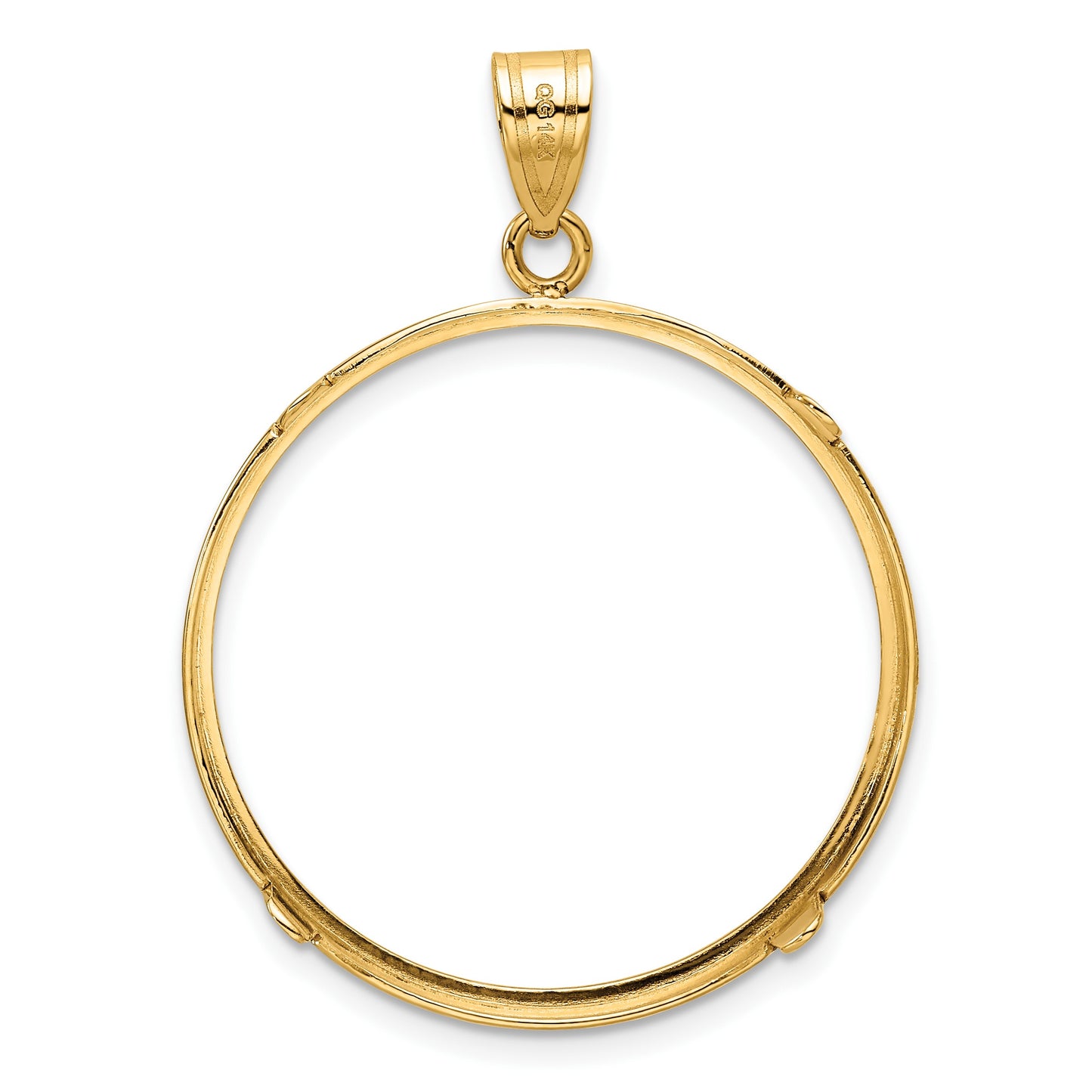 Wideband Distinguished Coin Jewelry 14k Polished 27.0mm Prong Coin Bezel Pendant