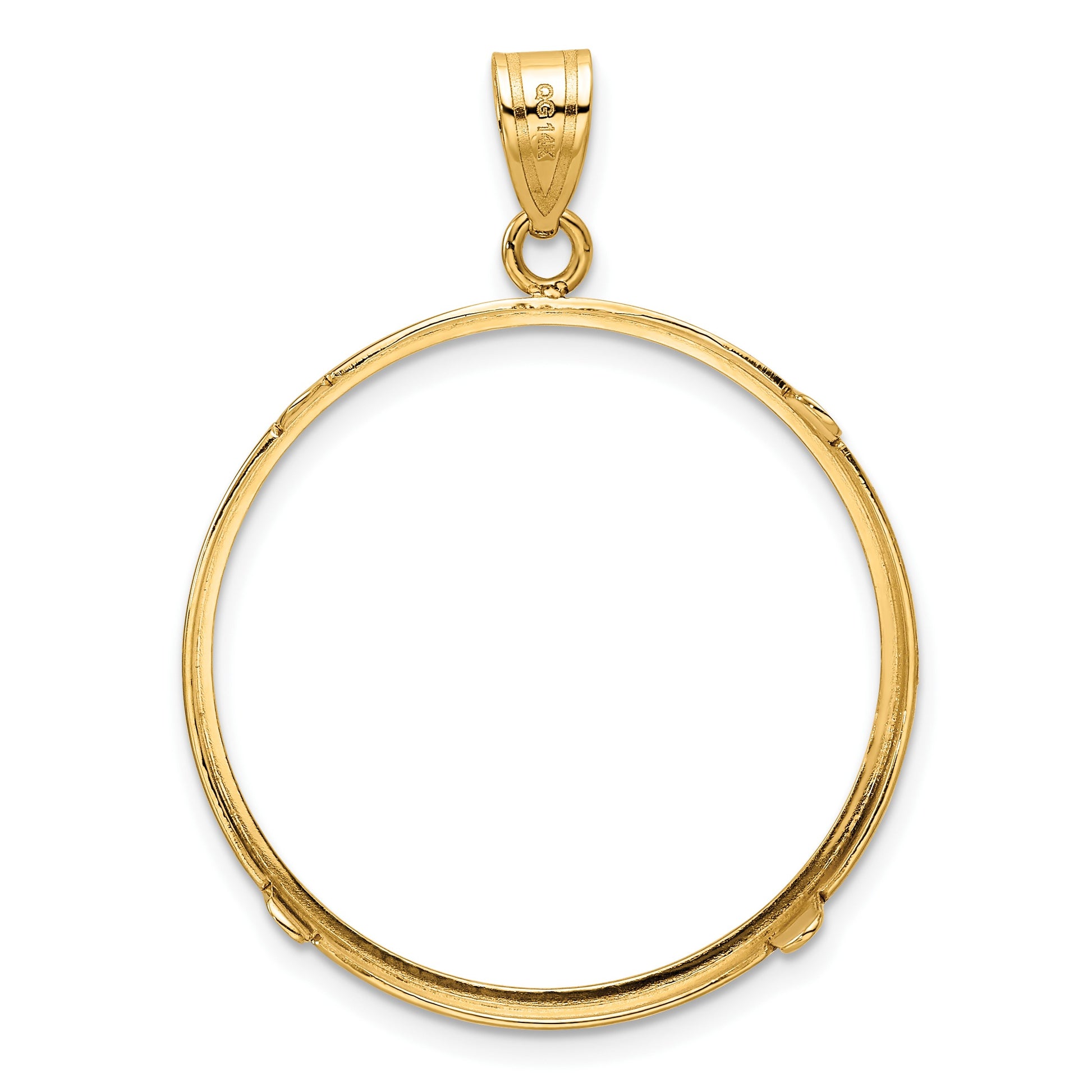 Wideband Distinguished Coin Jewelry 14k Polished 27.0mm Prong Coin Bezel Pendant
