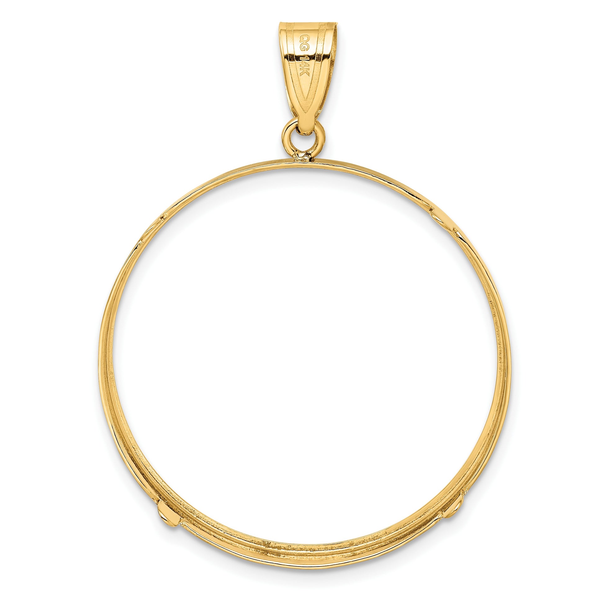 Wideband Distinguished Coin Jewelry 14k Polished 32.7mm Prong Coin Bezel Pendant