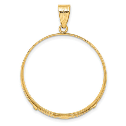 Wideband Distinguished Coin Jewelry 14k Polished 32.7mm Prong Coin Bezel Pendant