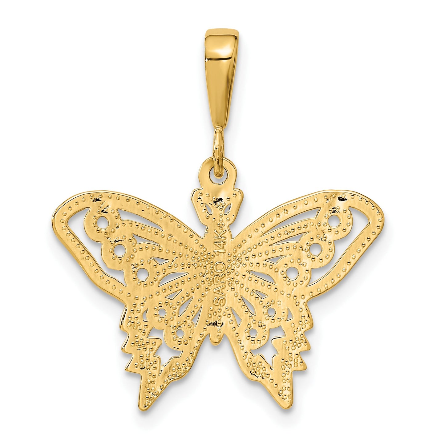 14k Diamond-cut Butterfly Charm