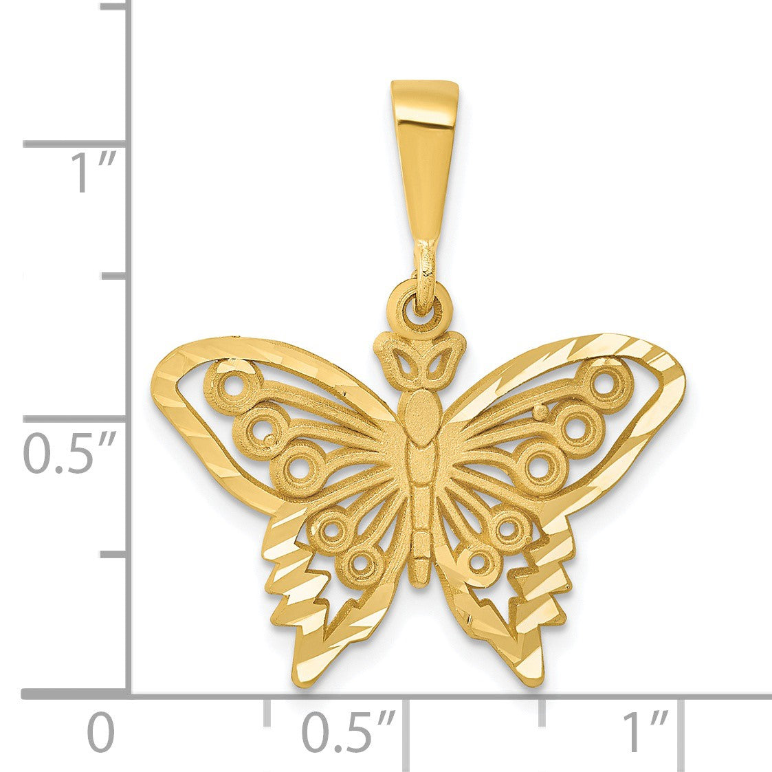 14k Diamond-cut Butterfly Charm