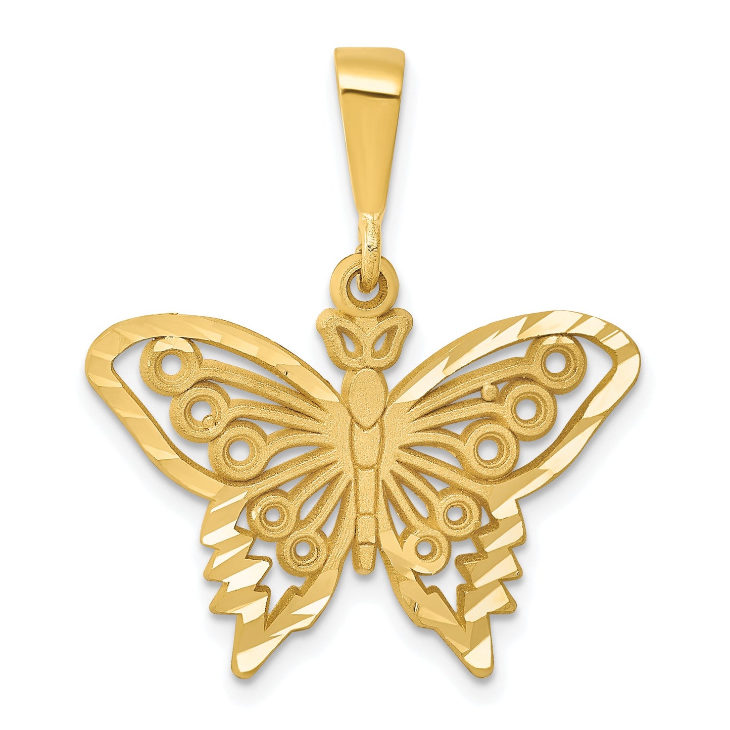 14k Diamond-cut Butterfly Charm