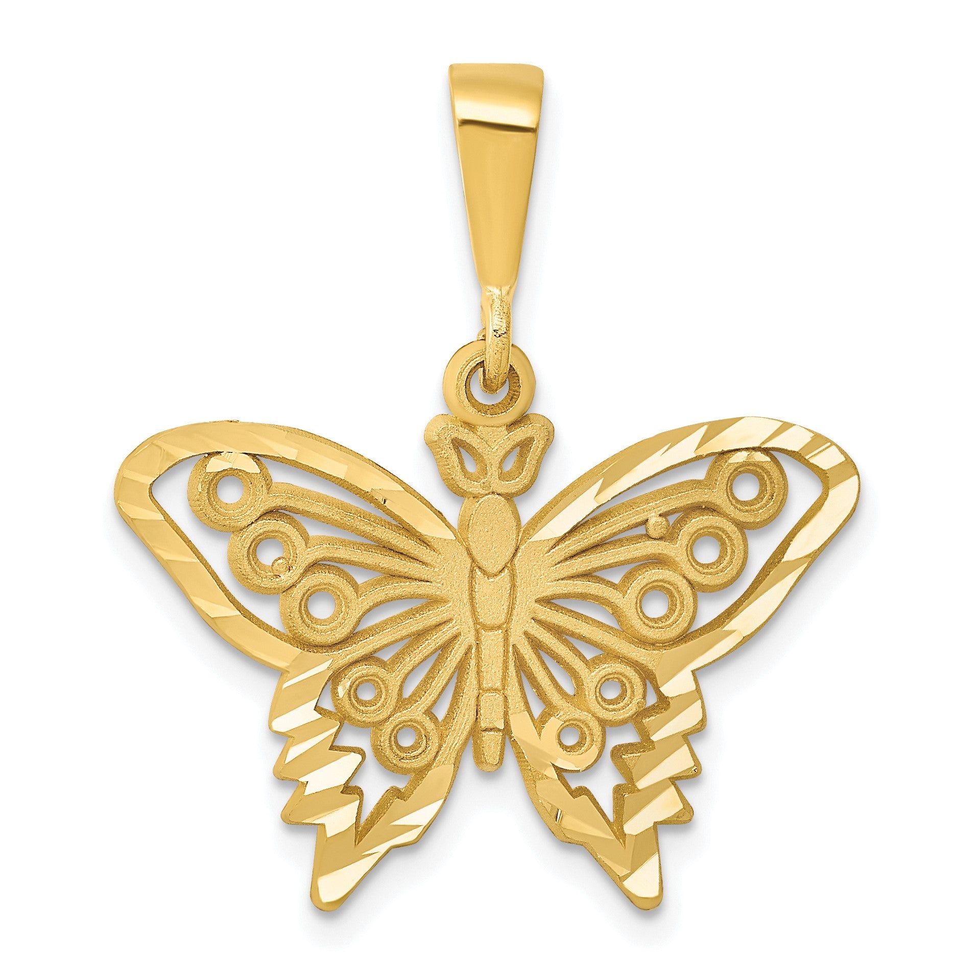 14k Diamond-cut Butterfly Charm