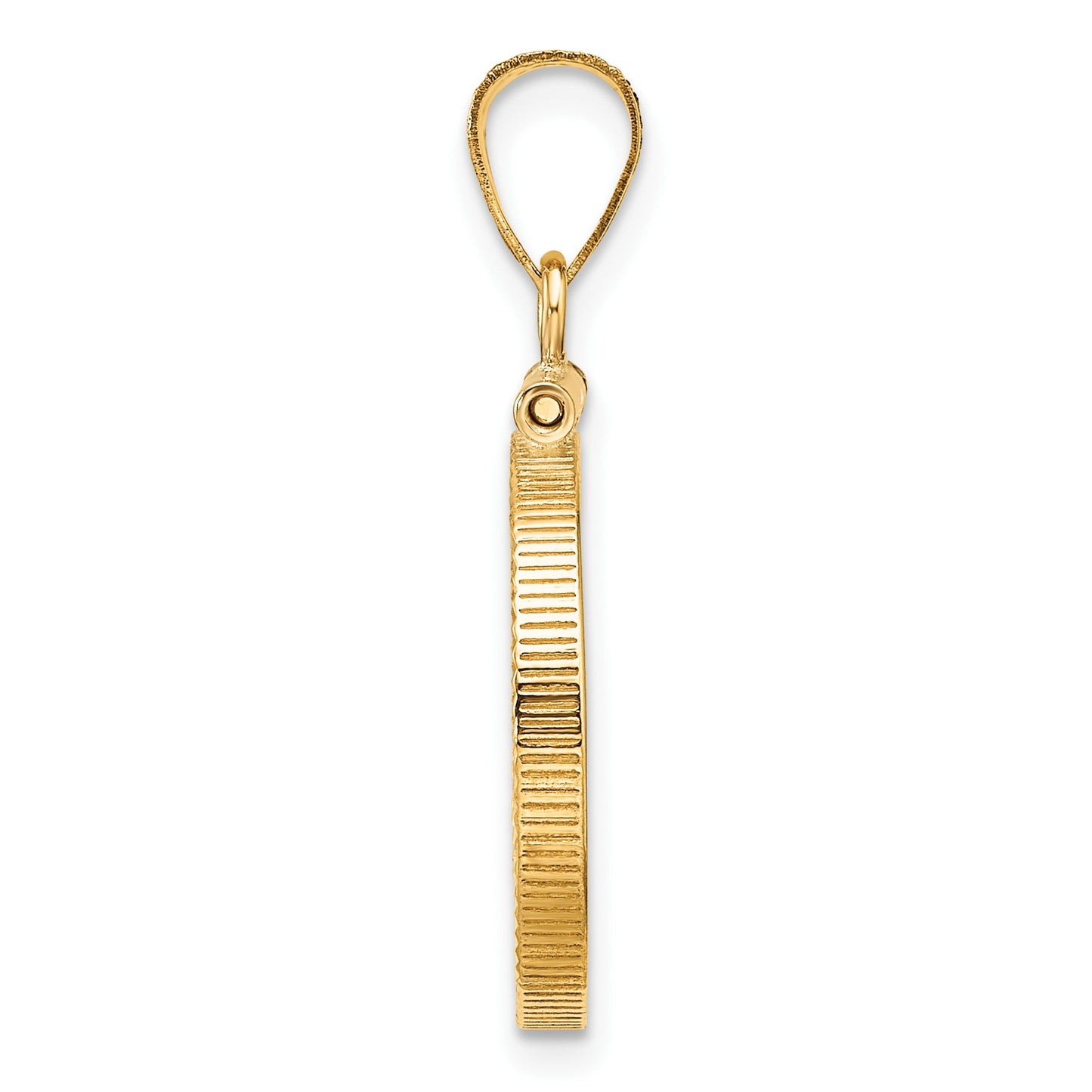 Wideband Distinguished Coin Jewelry 14k Polished and Diamond-cut 16.5mm x 1.35mm Screw Top Coin Bezel Pendant