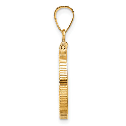 Wideband Distinguished Coin Jewelry 14k Polished and Diamond-cut 16.5mm x 1.35mm Screw Top Coin Bezel Pendant