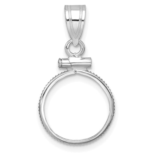 Wideband Distinguished Coin Jewelry 14k White Gold Polished 13.0mm x 1.1mm Screw Top Coin Bezel Pendant
