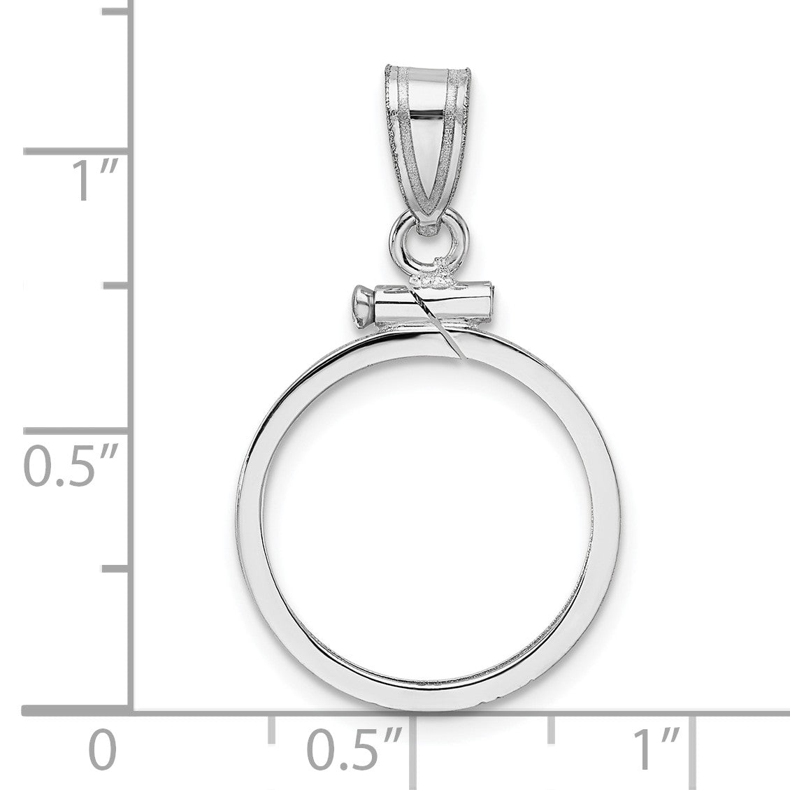 Wideband Distinguished Coin Jewelry 14k White Gold Polished 16.5mm x 1.35mm Screw Top Coin Bezel Pendant