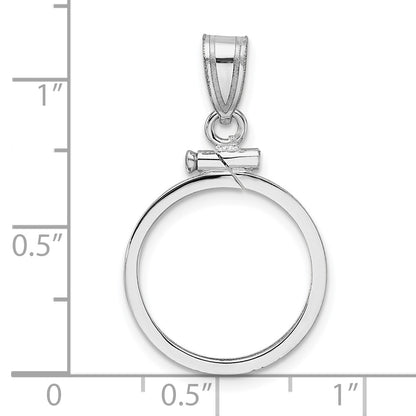 Wideband Distinguished Coin Jewelry 14k White Gold Polished 16.5mm x 1.35mm Screw Top Coin Bezel Pendant