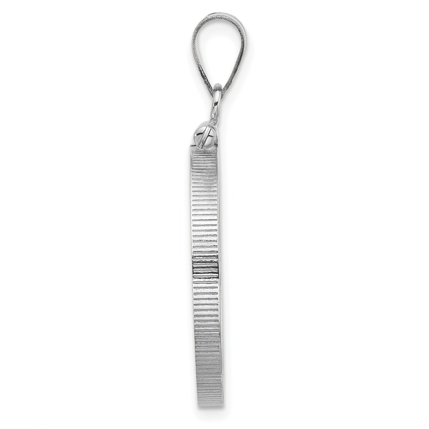 Wideband Distinguished Coin Jewelry 14k White Gold Polished 22.0mm x 1.9mm Screw Top Coin Bezel Pendant
