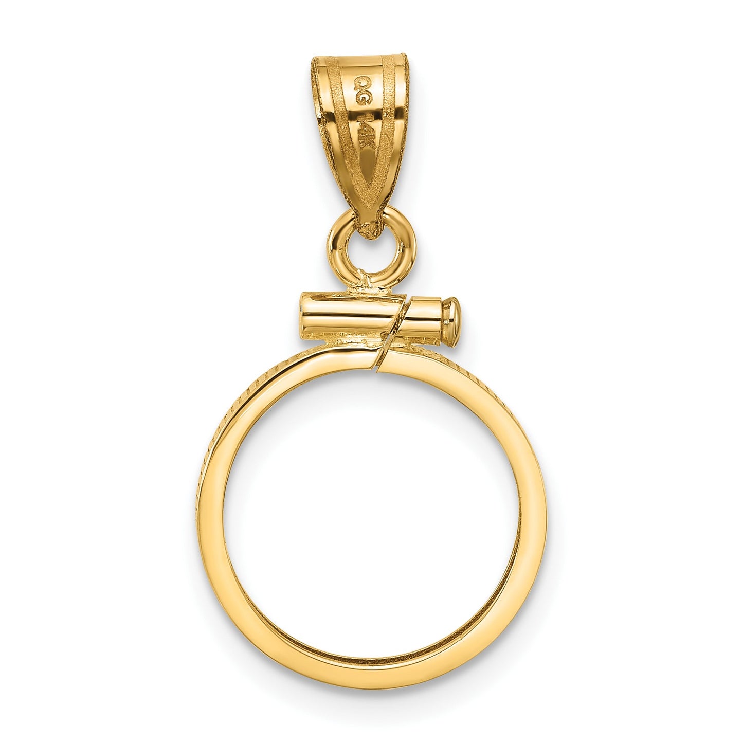Wideband Distinguished Coin Jewelry 14k Polished 13.0mm x 1.1mm Screw Top Coin Bezel Pendant