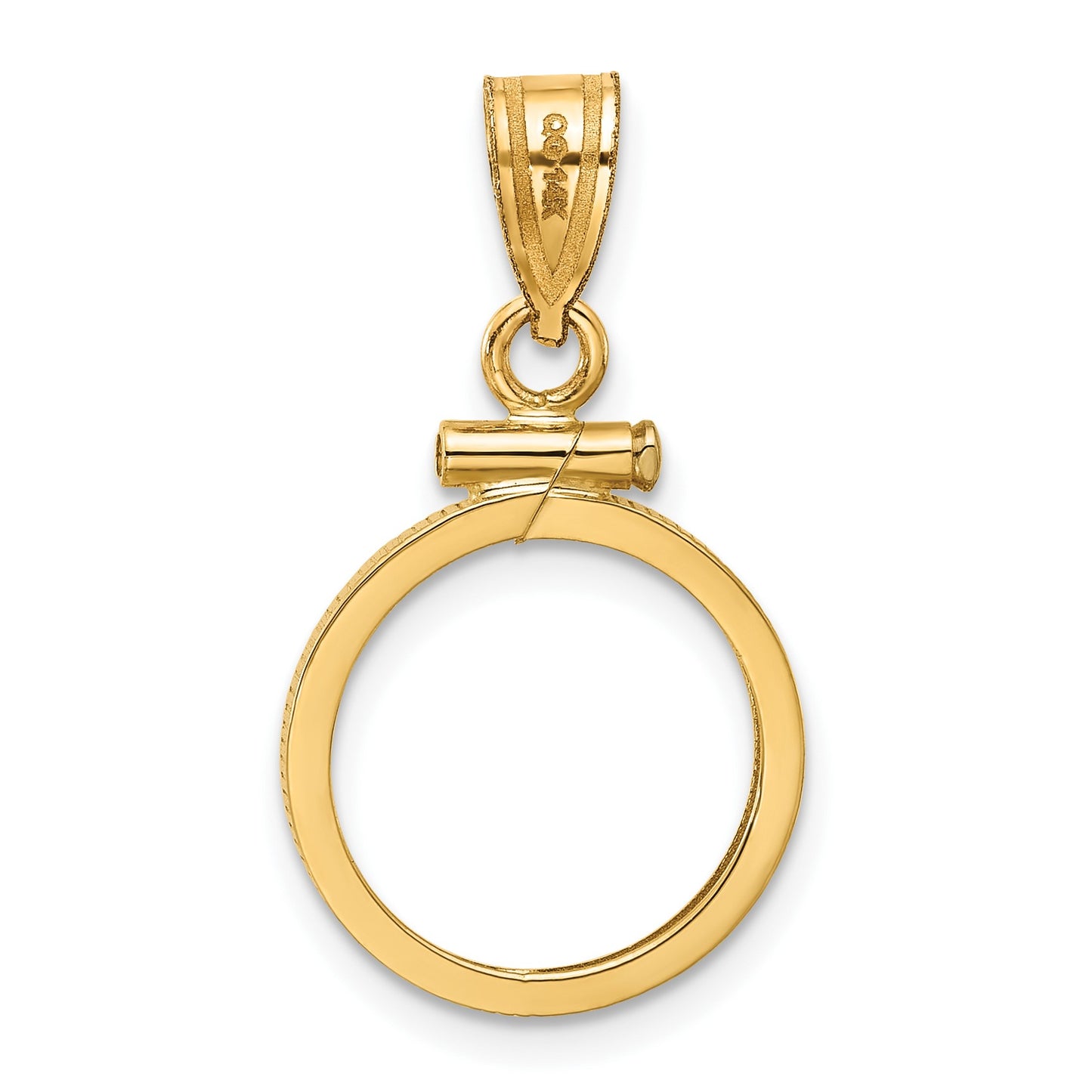 Wideband Distinguished Coin Jewelry 14k Polished 14.0mm x 1.1mm Screw Top Coin Bezel Pendant